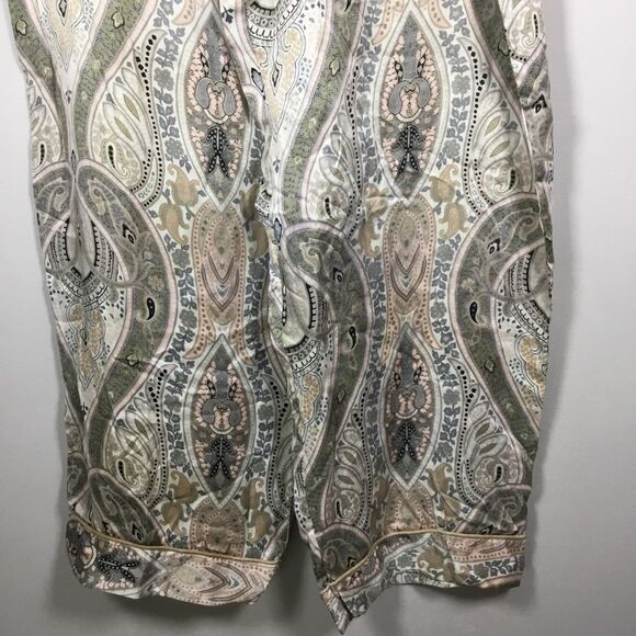 Paisley pattern pink and light green 100% silk pajama bottoms wide leg size XL - Picture 3 of 7